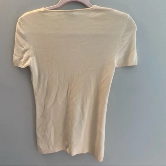 Akris Cream Cashmere Silk Short Sleeved Blouse 4 - Picture 6 of 6